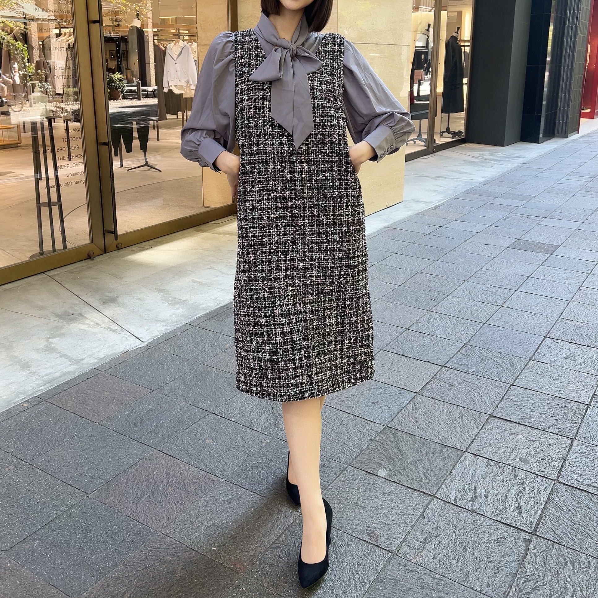 マキシVネックワンピース【ブラック】