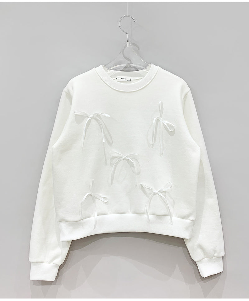 ☆New Item☆ リボンスウェットシャツ 【ホワイト】※完売いたしました！！