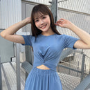 セットアップ風ワンピース 【ブルー】