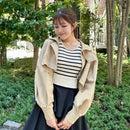 前ボタン付きクロップドジャケット 【ベージュ】