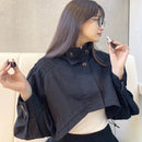 前ボタン付きクロップドジャケット 【ブラック】