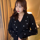 ハート刺繍カーディガン【ブラック】