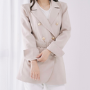 ベルト付きミックスジャケット【ベージュ】