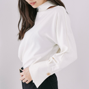 ハイネックビショップスリーブブラウス【アイボリー】