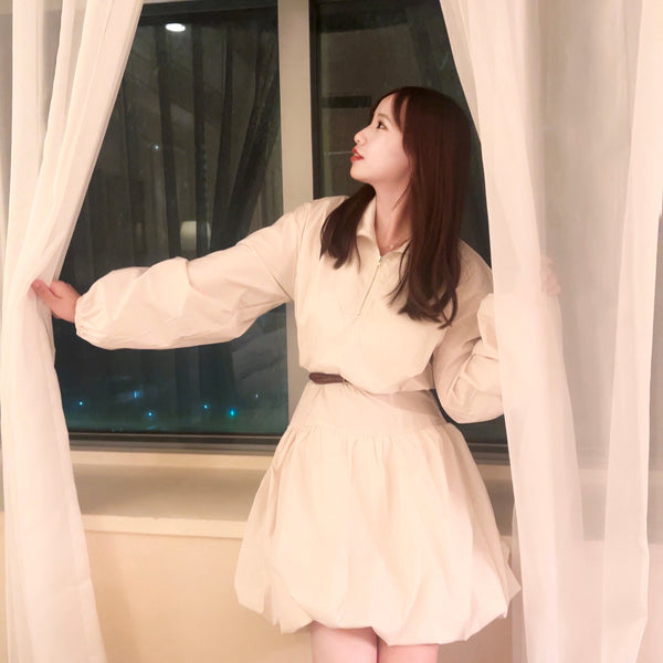 バルーンシャーリングワンピース【アイボリー】