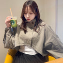 前ボタン付きクロップドジャケット 【カーキ】