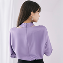 ハイネックビショップスリーブブラウス【パープル】