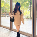 異素材mixミニワンピース 【ベージュ】