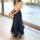 シフォンフレアスカート 【ブラック】