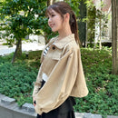 前ボタン付きクロップドジャケット 【ベージュ】