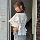 フリルティアードTシャツ 【ホワイト】