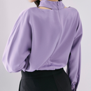 ハイネックビショップスリーブブラウス【パープル】