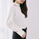 ハイネックビショップスリーブブラウス【アイボリー】