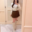 コーデュロイプリーツスカート【ブラウン】