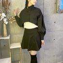 前ボタン付きクロップドジャケット 【ブラック】