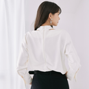 ハイネックビショップスリーブブラウス【アイボリー】
