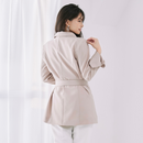 ベルト付きミックスジャケット【ベージュ】