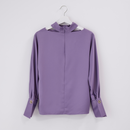 ハイネックビショップスリーブブラウス【パープル】