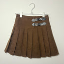 コーデュロイプリーツスカート【ブラウン】