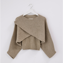 クロップド丈ニットアンサンブル　【ライトベージュ】