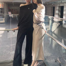 アシンメトリーリブSET UP（パンツ）【ブラック】