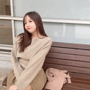 クロップド丈ニットアンサンブル　【ライトベージュ】