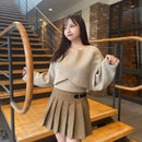 クロップド丈ニットアンサンブル　【ライトベージュ】