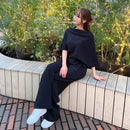 アシンメトリーリブSET UP（パンツ）【ブラック】