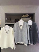 レイヤーダメージニット