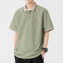 【予約商品】配色襟 ワンポイント刺繍入りポロシャツ（M〜XL）