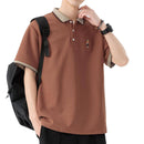 【予約商品】配色襟 ワンポイント刺繍入りポロシャツ（M〜XL）