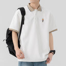 【予約商品】配色襟 ワンポイント刺繍入りポロシャツ（M〜XL）