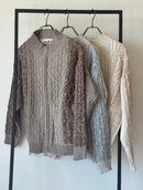 スープケーブル配色ZIPカーディガン