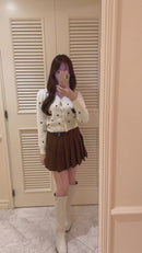 コーデュロイプリーツスカート【ブラウン】