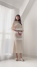 アシンメトリーリブSET UP（スカート）【クリーム】