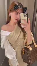 異素材mixミニワンピース 【ベージュ】