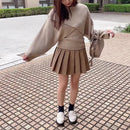 クロップド丈ニットアンサンブル　【ライトベージュ】