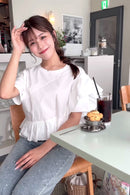 フリルティアードTシャツ 【ホワイト】