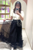 シフォンフレアスカート 【ブラック】