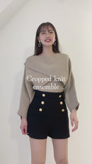 クロップド丈ニットアンサンブル　【ライトベージュ】