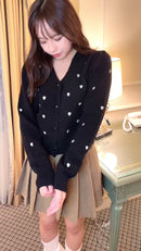 ハート刺繍カーディガン【ブラック】